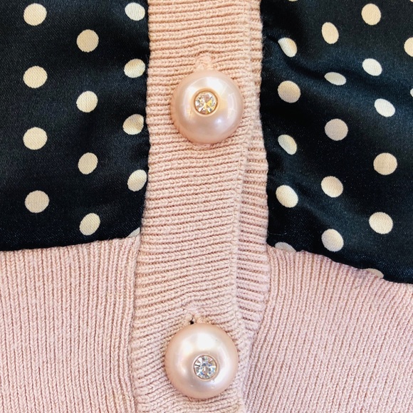 3/$30 Twelve by Twelve LA Retro Polkadot Cardigan - Picture 4 of 7